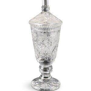 Vintage Cut Crystal Pedestal Candy Dish with Lid | American Brilliant Style Vase